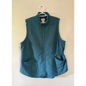 Blue Mountain Mens XLarge Blue Green Quilted Vest Jacket Pockets Outerwear